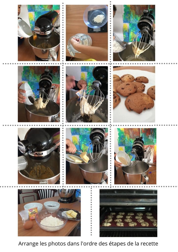 Photo des étapes de la recette des cookies aux pépites de chocolat
