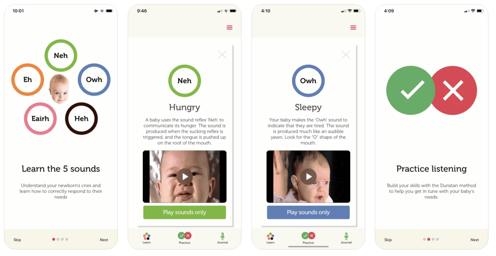 Comprendre les pleurs de bébé grâce à l'application Dunstan Baby Language