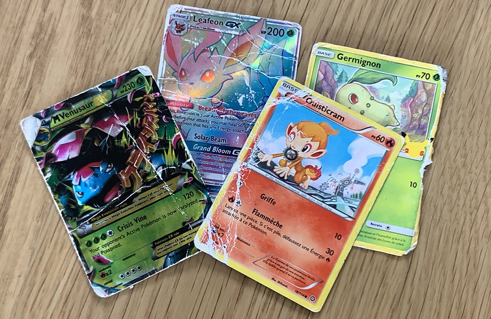 cartes Pokemon bien usées