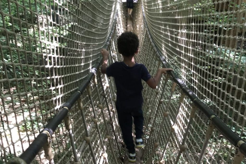 Pont suspendu d'un défi du parcours de Sainte-Croix